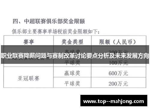 职业联赛降薪问题与赛制改革讨论要点分析及未来发展方向